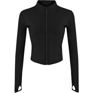 Womens Lightweight Full Zip Running Track Jacket Workout Slim Fit Yoga Sportwear